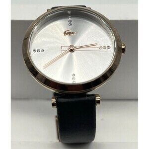 LACOSTE GENEVA Watch 3 Hand Ladies Quartz Leather Black 2001139  Nice Working